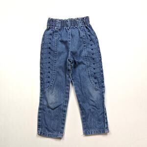 Vintage Pjs Jeans Girls Size 3T Blue Purple Embroidred